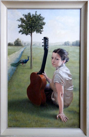 fine art oil portrait painting in landscape